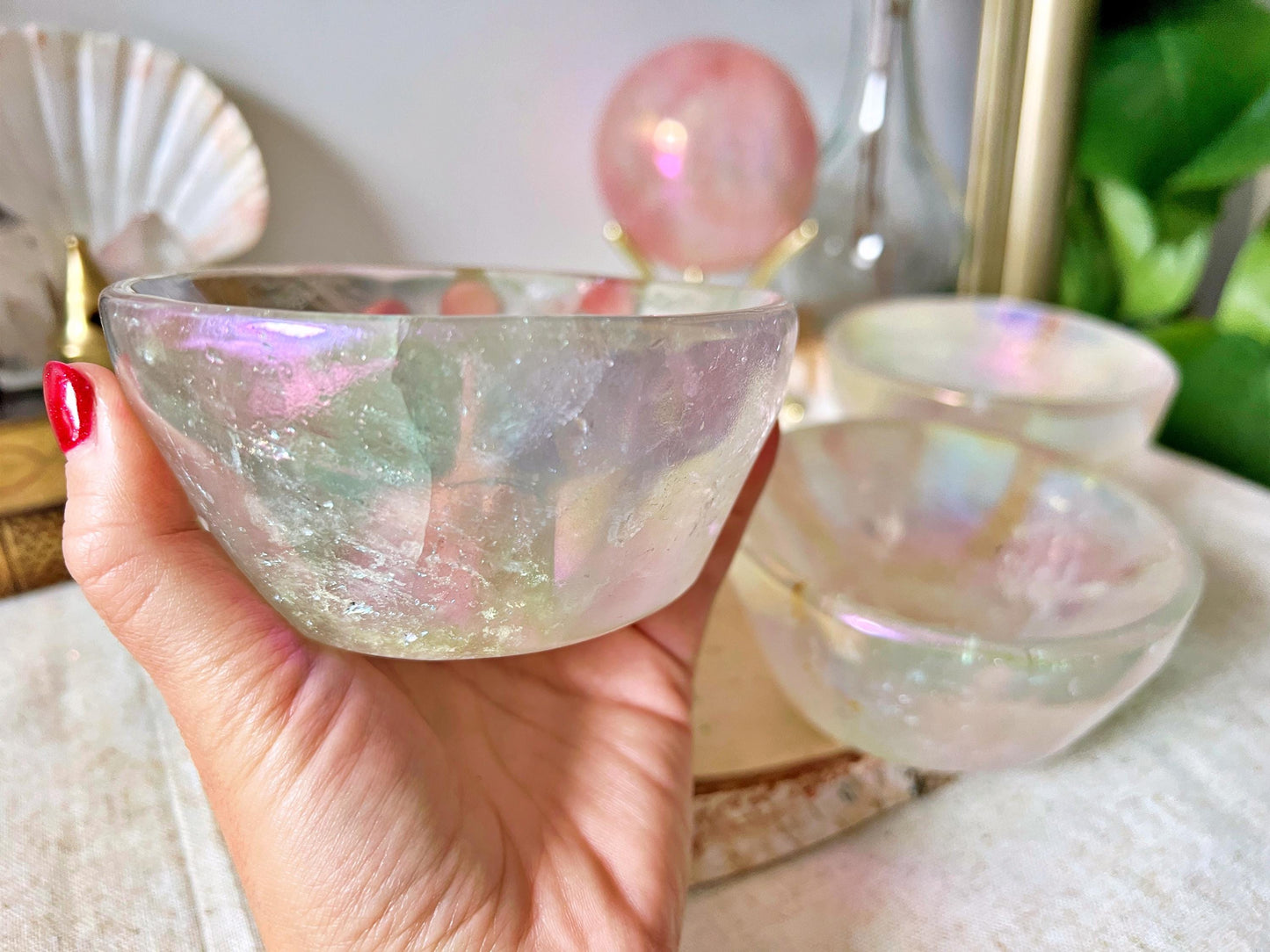 Bol en Cristal de Roche Aura - (560–600 g, 11 cm)