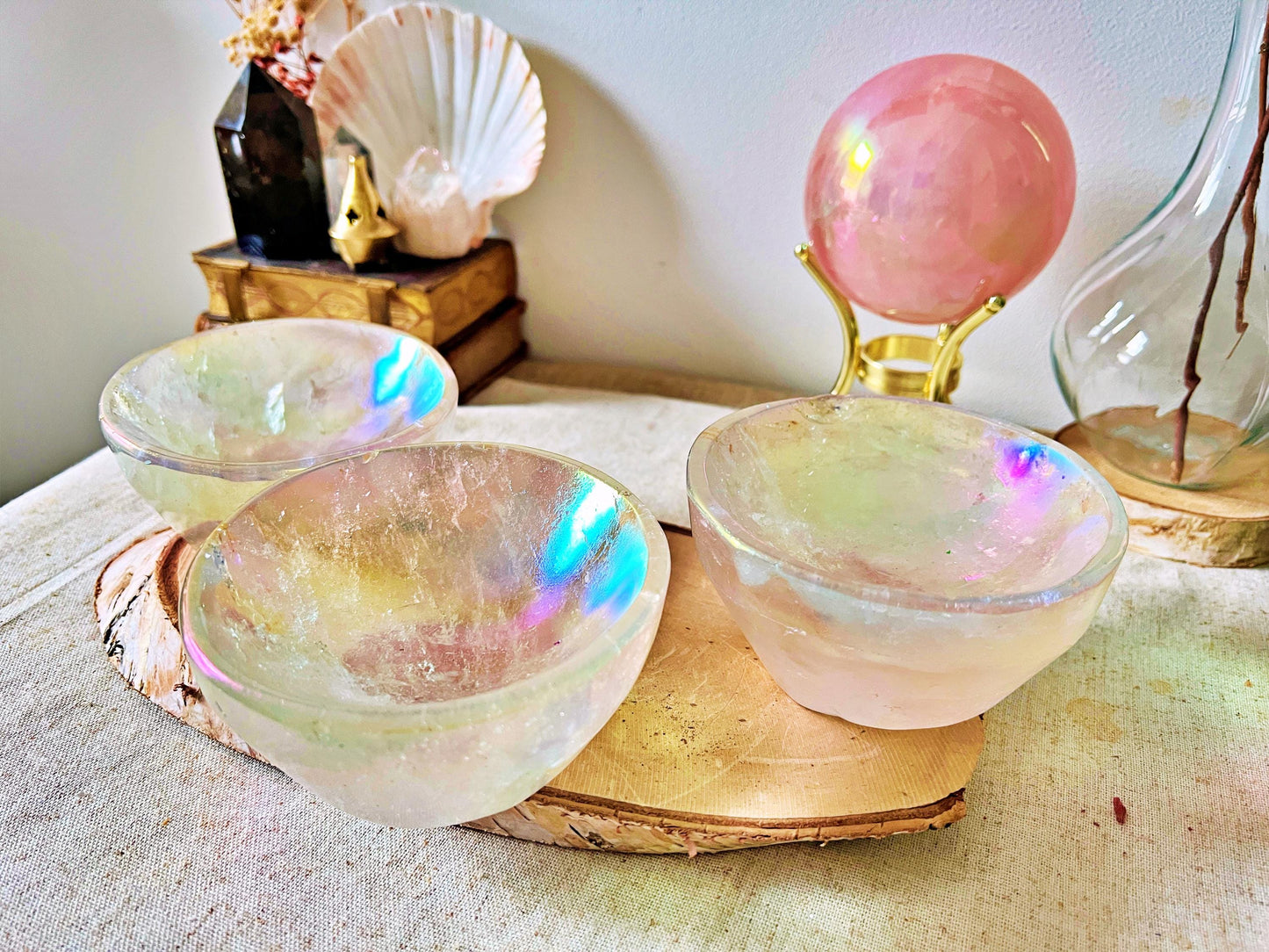 Bol en Cristal de Roche Aura - (560–600 g, 11 cm)