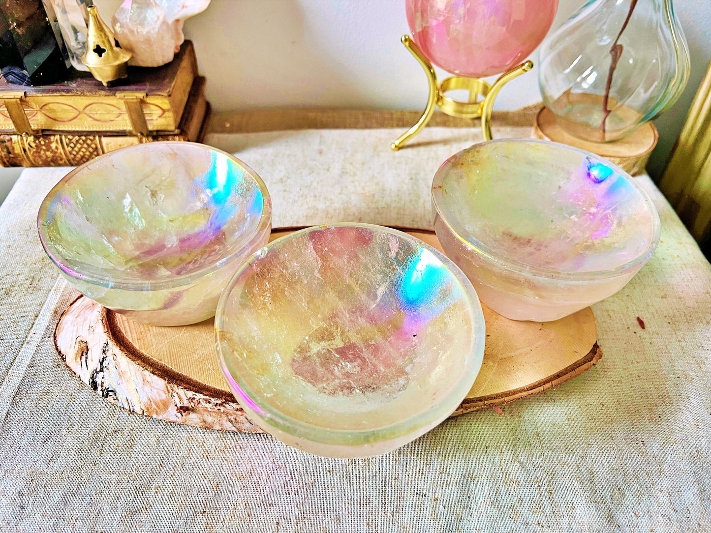 Bol en Cristal de Roche Aura - (560–600 g, 11 cm)