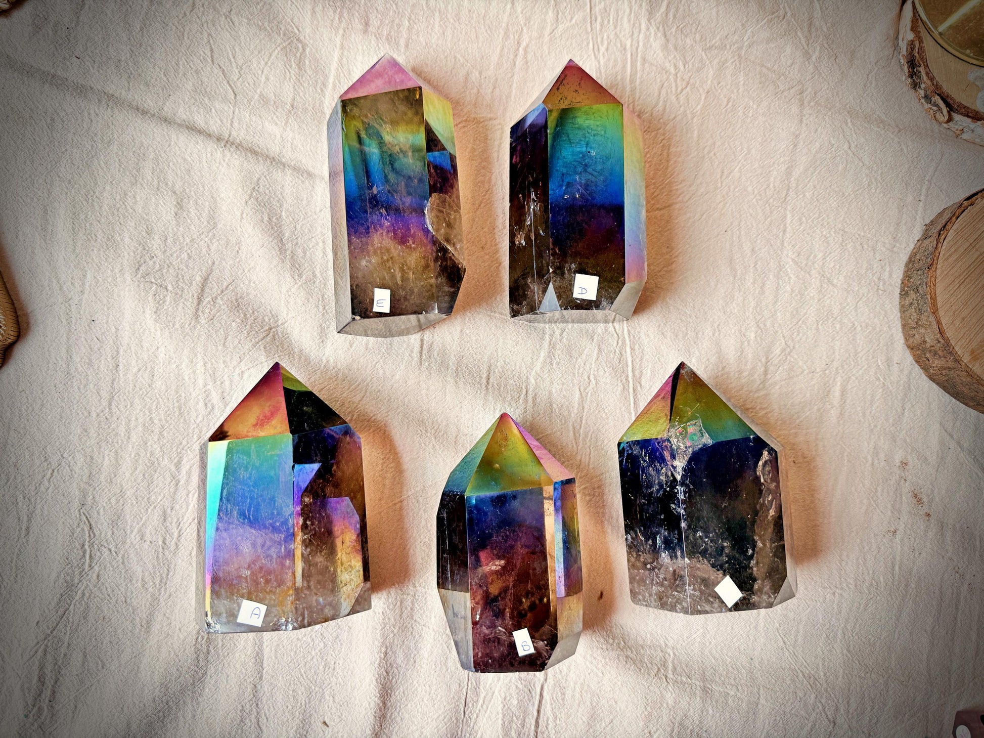 Quartz fumé aura Massif - Iridescent Crystal Decor, Mineral Specimen