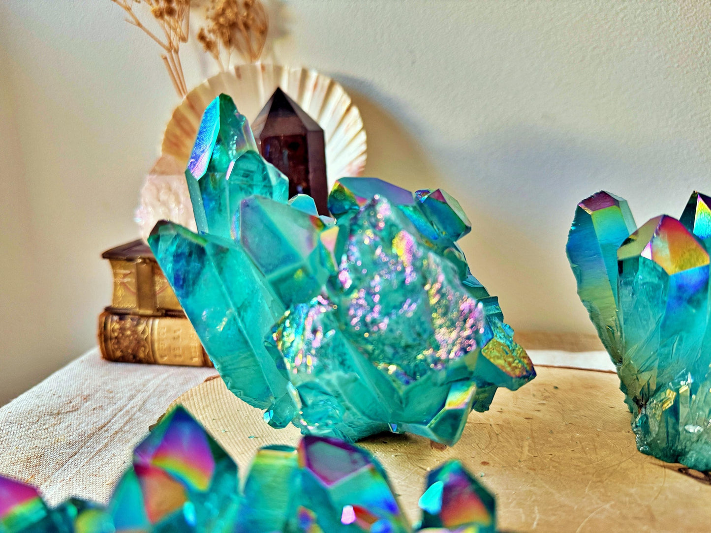 Roche XXL en Aqua Aura – grand cluster – pièce unique au choix