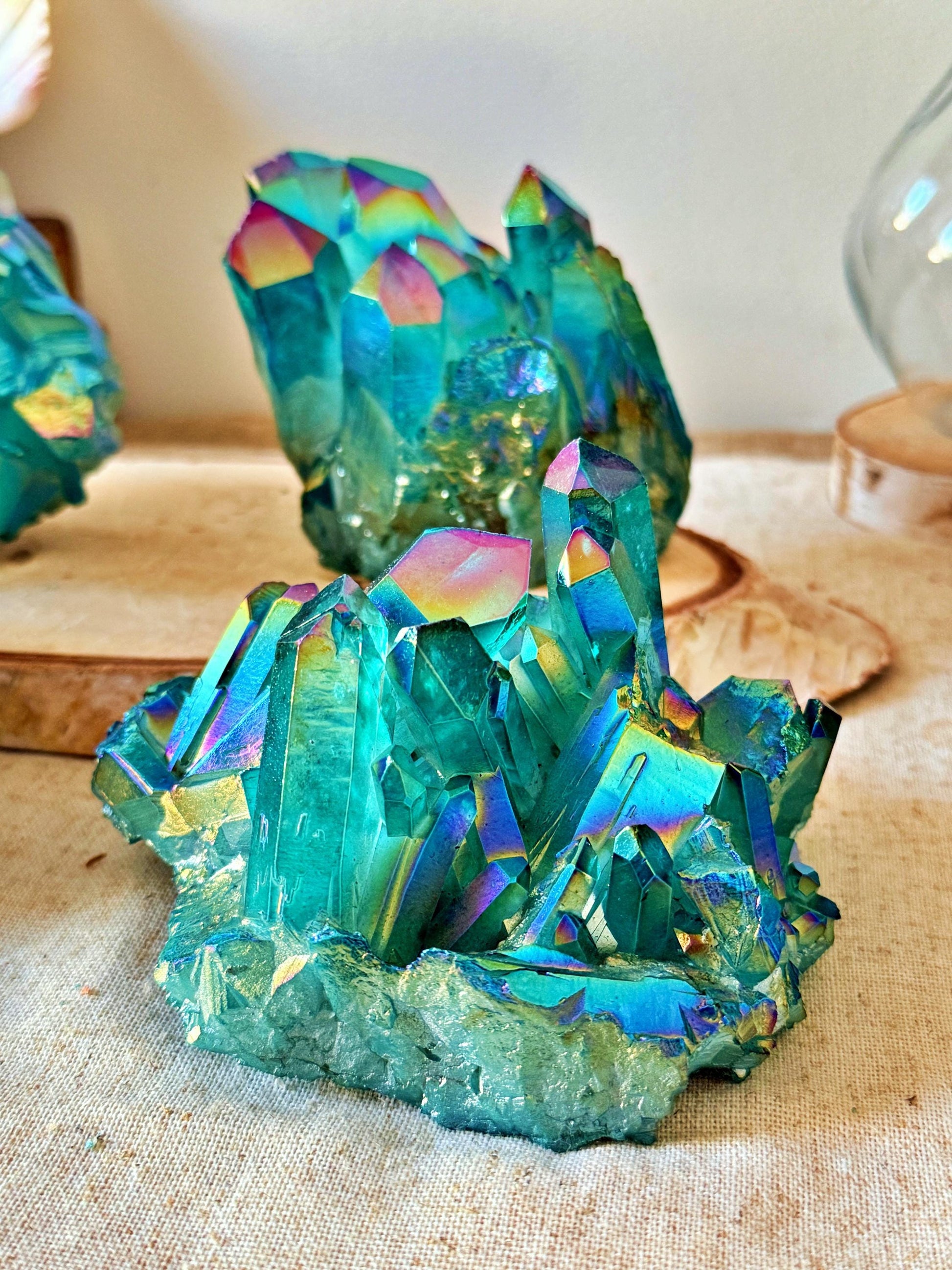 Roche XXL en Aqua Aura – grand cluster – pièce unique au choix