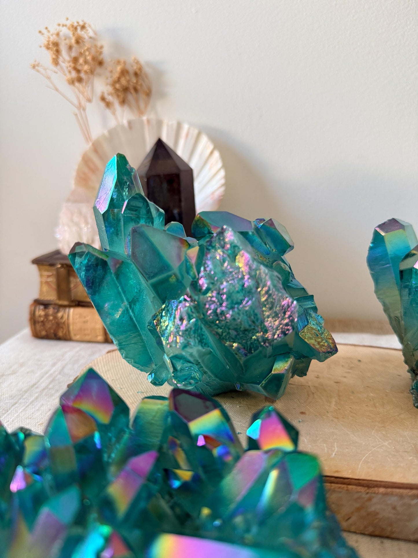 Roche XXL en Aqua Aura – grand cluster – pièce unique au choix
