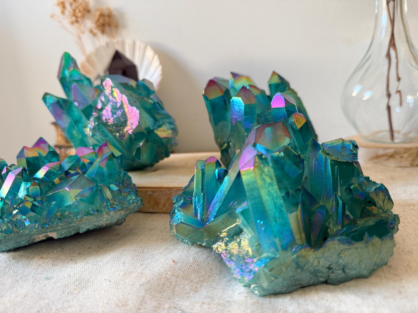 Roche XXL en Aqua Aura – grand cluster – pièce unique au choix