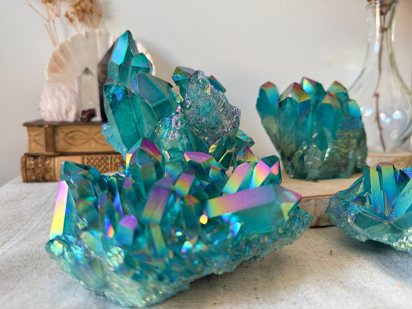 Roche XXL en Aqua Aura – grand cluster – pièce unique au choix