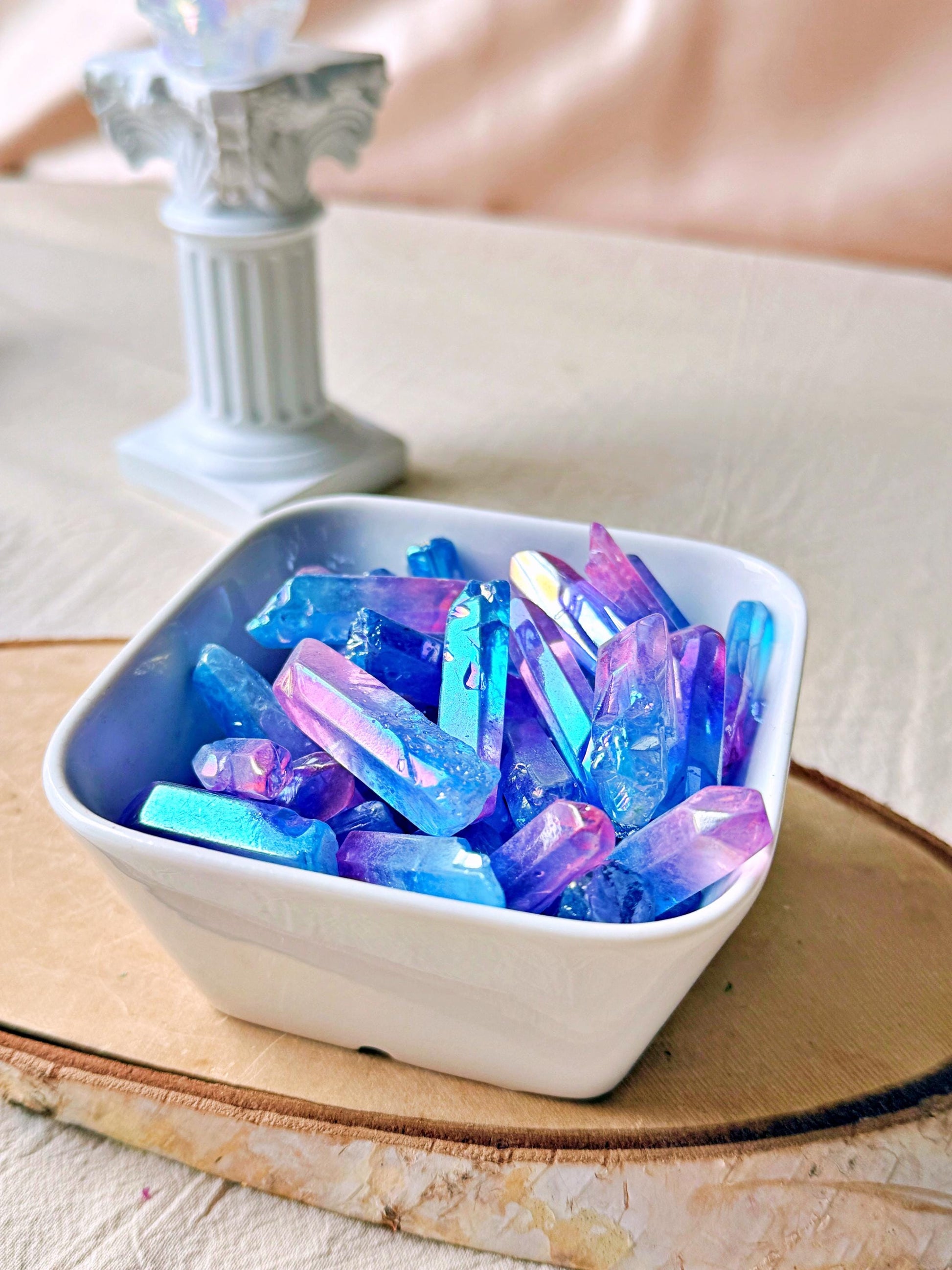 Pointes de Cristal de Roche Lémurien – Double aura Pink&Blue