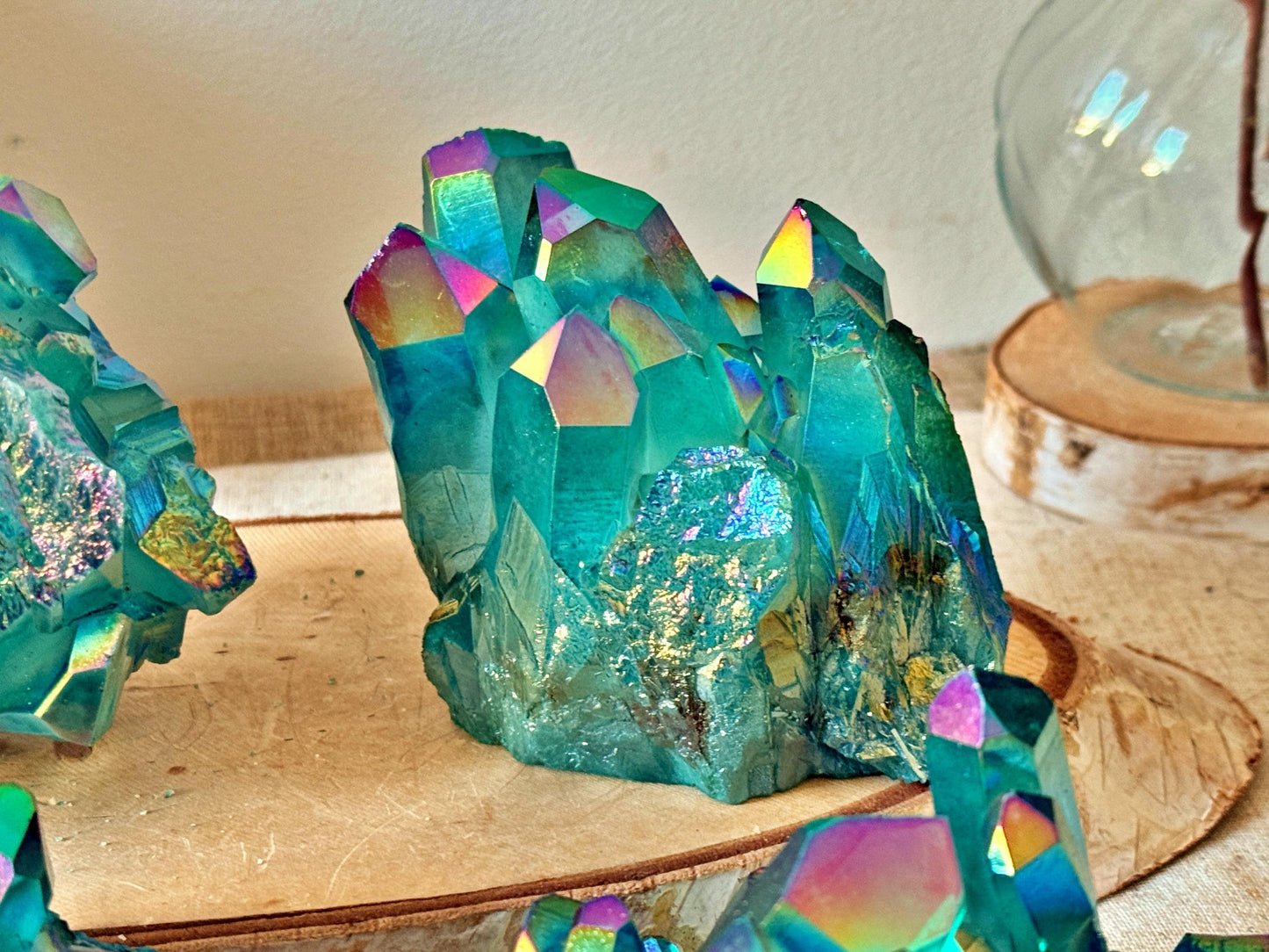 Roche XXL en Aqua Aura – grand cluster – pièce unique au choix