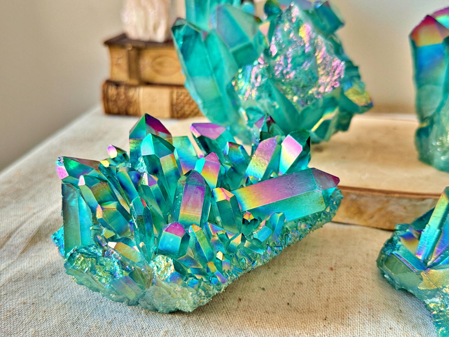 Roche XXL en Aqua Aura – grand cluster – pièce unique au choix