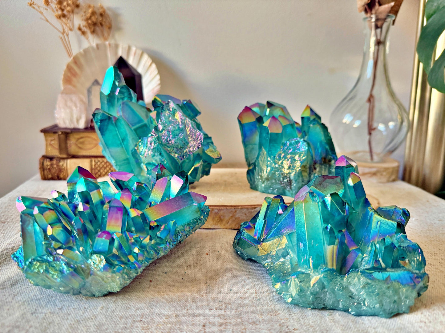 Roche XXL en Aqua Aura – grand cluster – pièce unique au choix