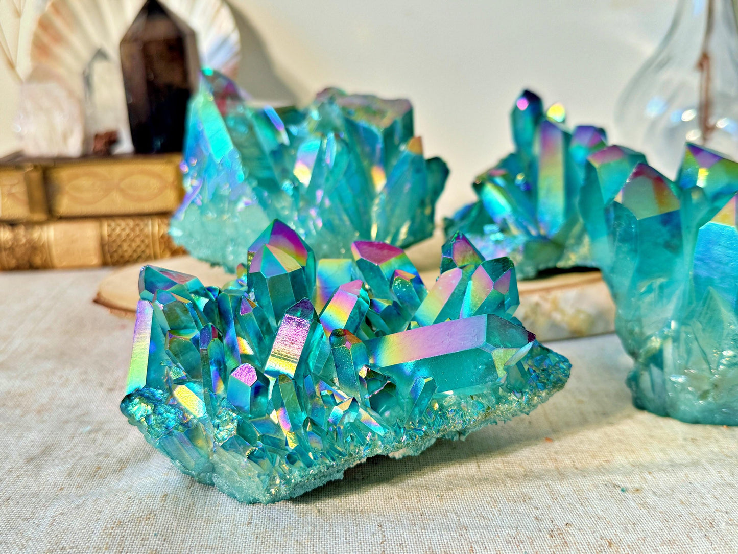 Roche XXL en Aqua Aura – grand cluster – pièce unique au choix