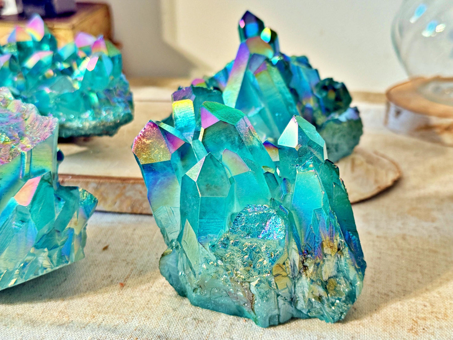 Roche XXL en Aqua Aura – grand cluster – pièce unique au choix