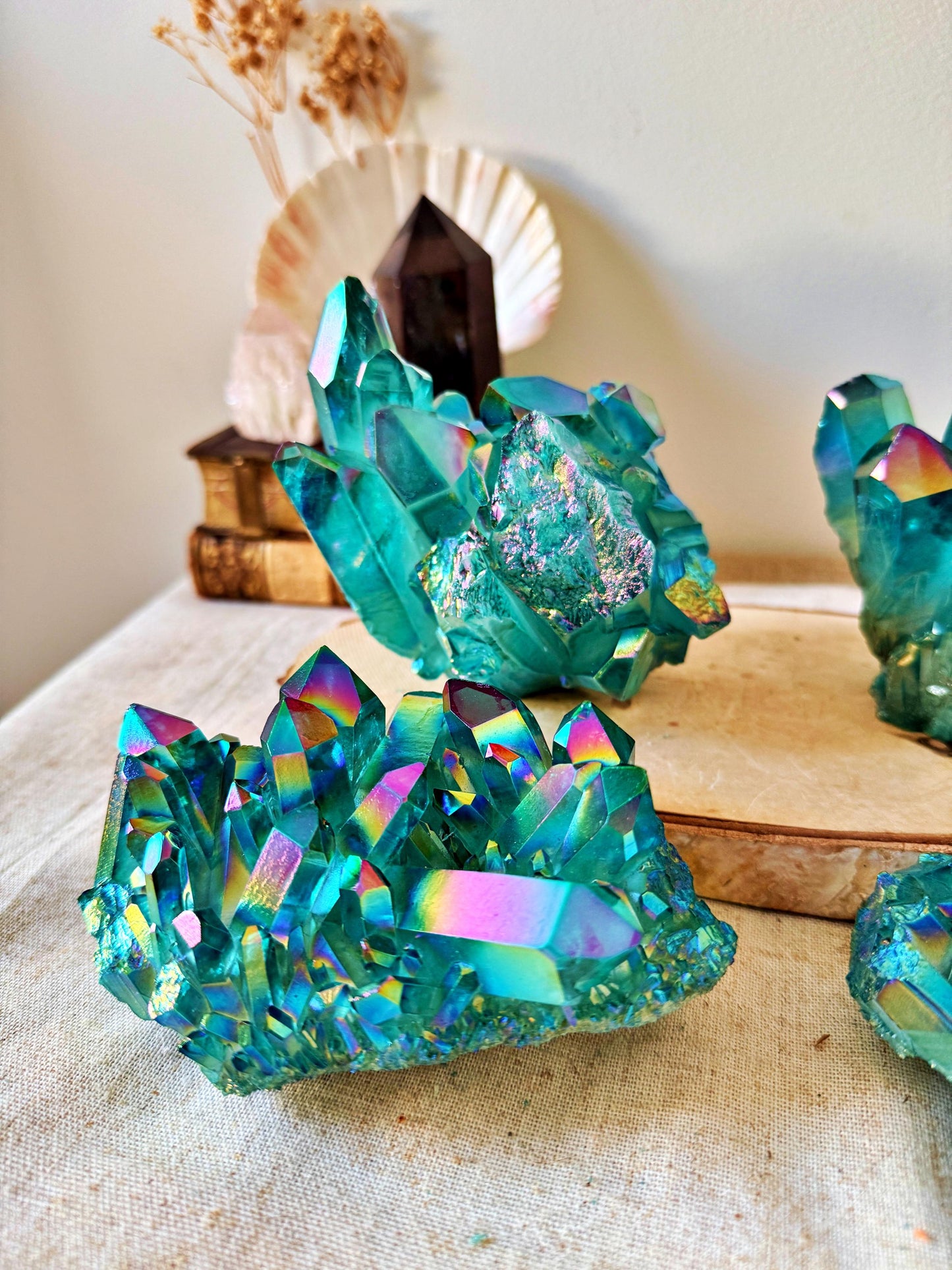 Roche XXL en Aqua Aura – grand cluster – pièce unique au choix
