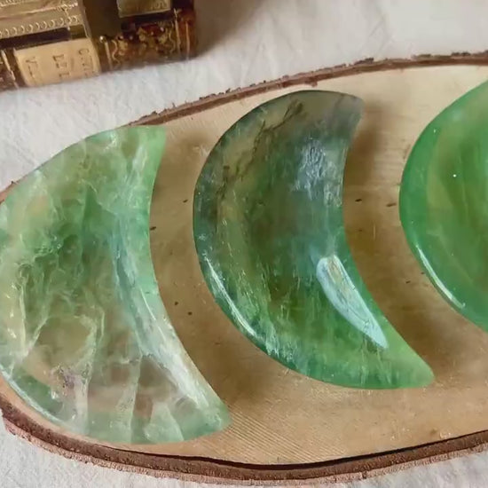 Réceptacles "Lune" en Fluorite Verte