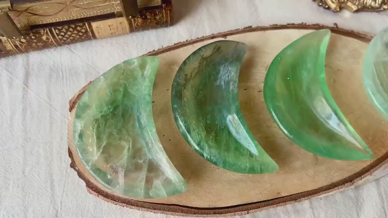 Réceptacles "Lune" en Fluorite Verte