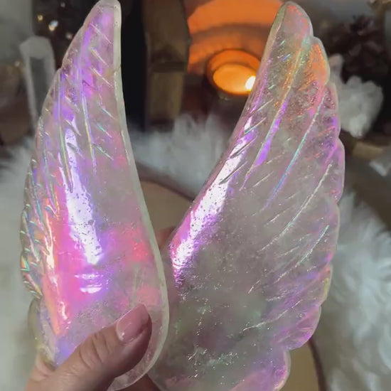 Ailes d'Ange en Cristal de Roche Aura (renforcé platine)