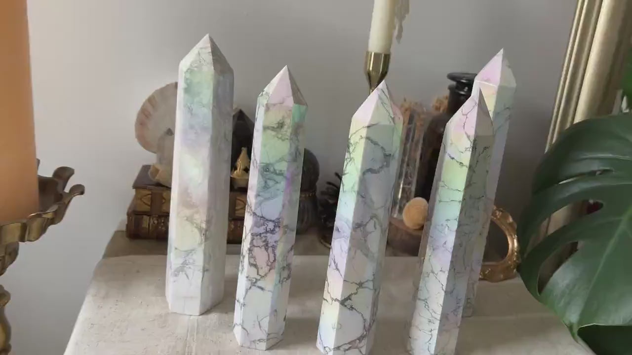 Massive Pointe d’Howlite Aura – 23 à 25 cm